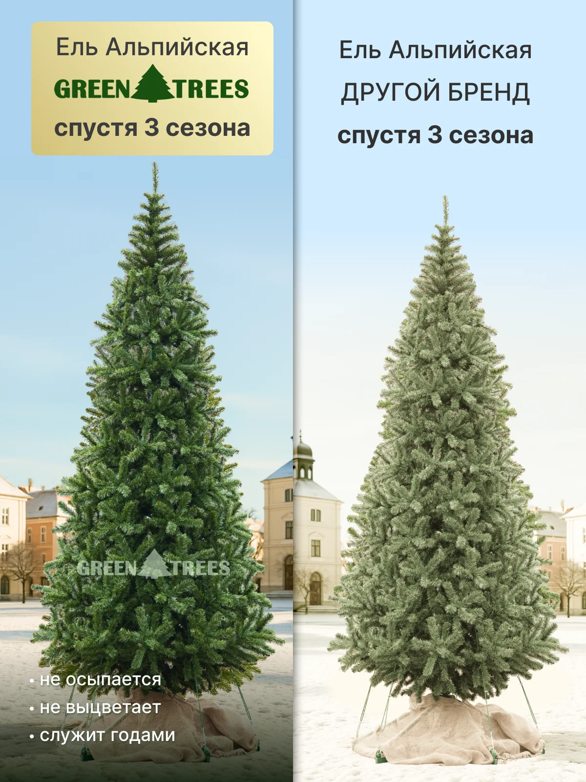 Ель новогодняя Альпийская искусственная зеленая